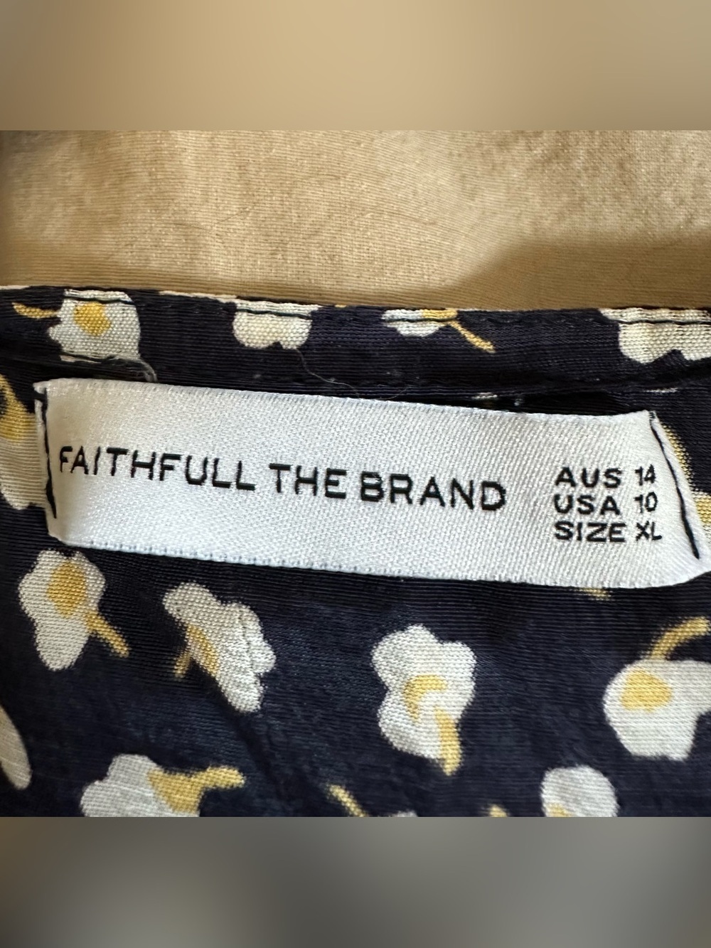 Faithfull the Brand Navy and White Floral Wrap Dress - Picture 3 of 5
